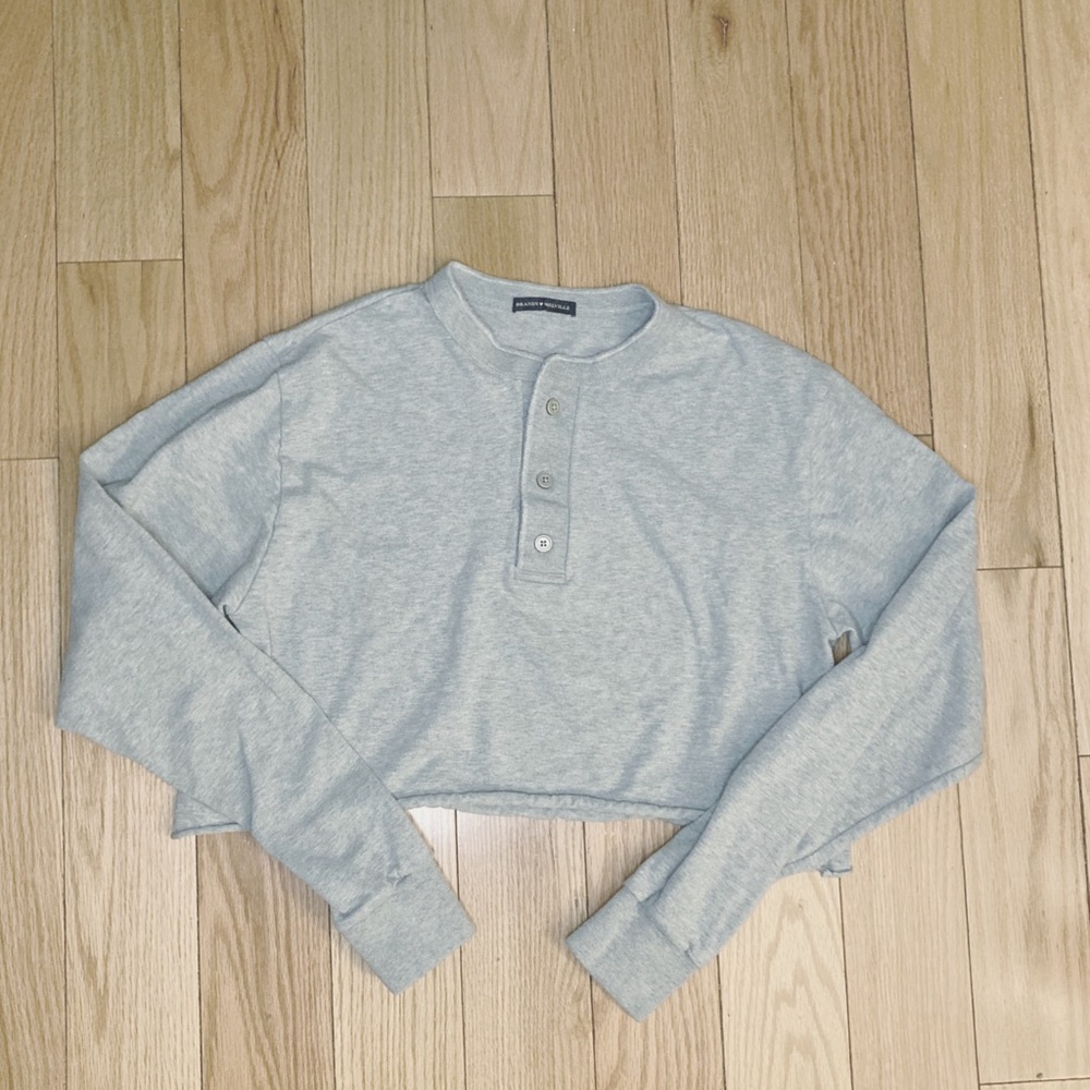 Brandy Melville cropped Henley sweatshirt